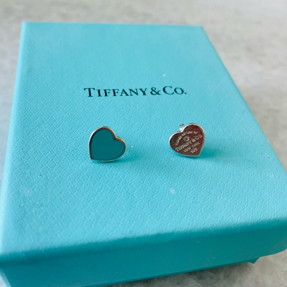 Return to Tiffany Earrings in silver, Tiffany Blue with a Diamond, Mini